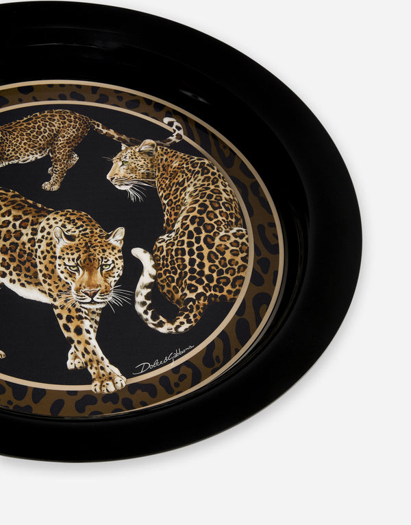 Leopard Round Metal Tray