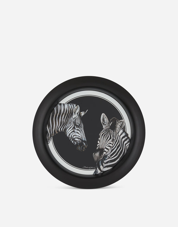 Zebra Round Metal Tray