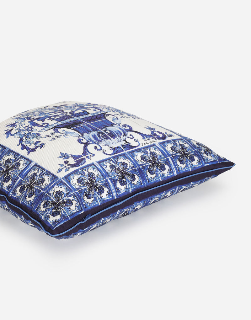 Small Silk Twill Mediterranean Blue Cushion