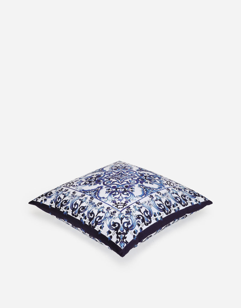 Medium Duchesse Cotton Mediterranean Blue Cushion