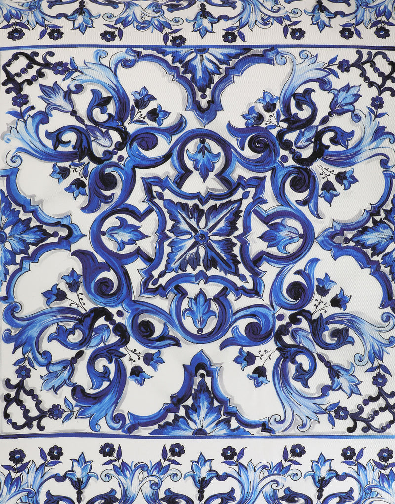 Large Silk Twill Mediterranean Blue Cushion