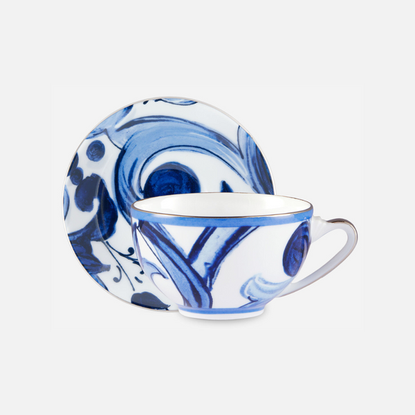 Mediterranean Blue Teacup and Saucer