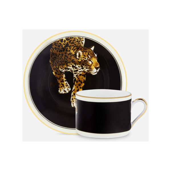 Leopard Teacup and Saucer Frontale