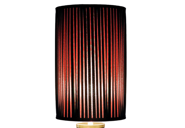 Cylindrical pleated lampshade black/red