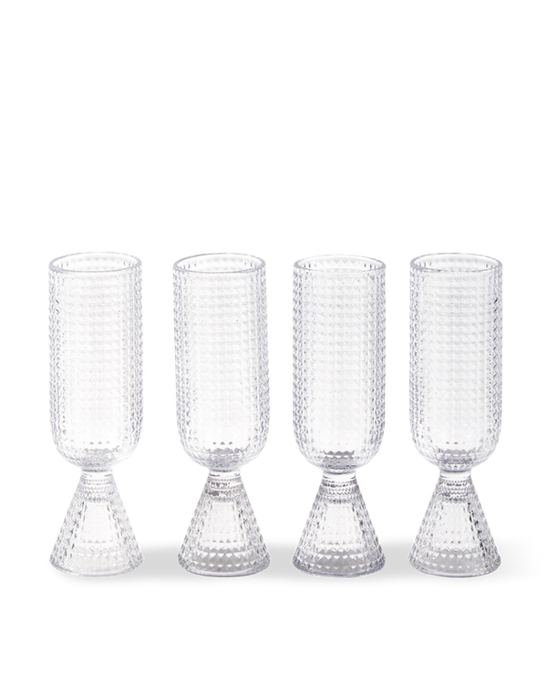 Champagne Glasses Rooftop Clear Set 4