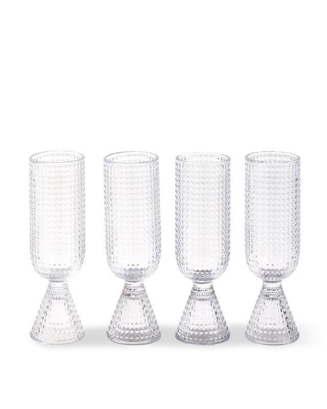 Champagne Glasses Rooftop Clear Set 4