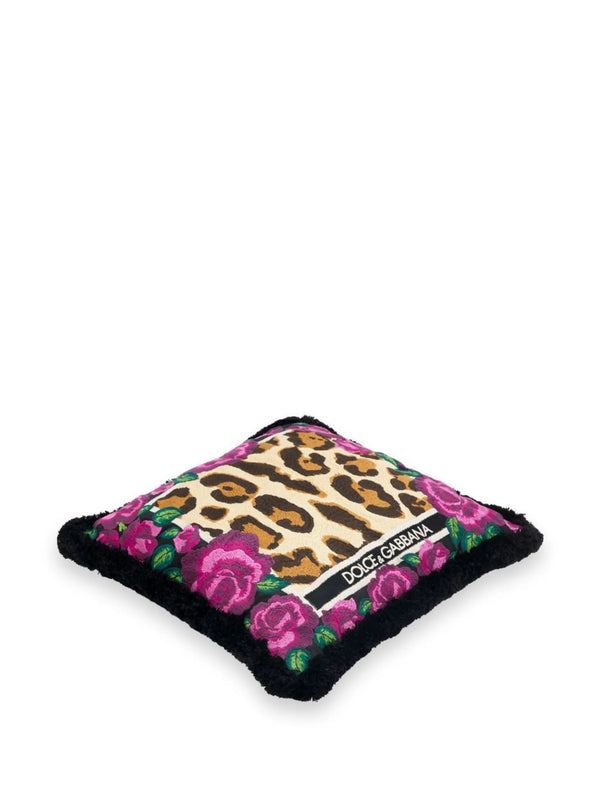 EMBROIDERED CUSHION ROSE ROSSE - LEOPARD, SIZE: 40 x 40