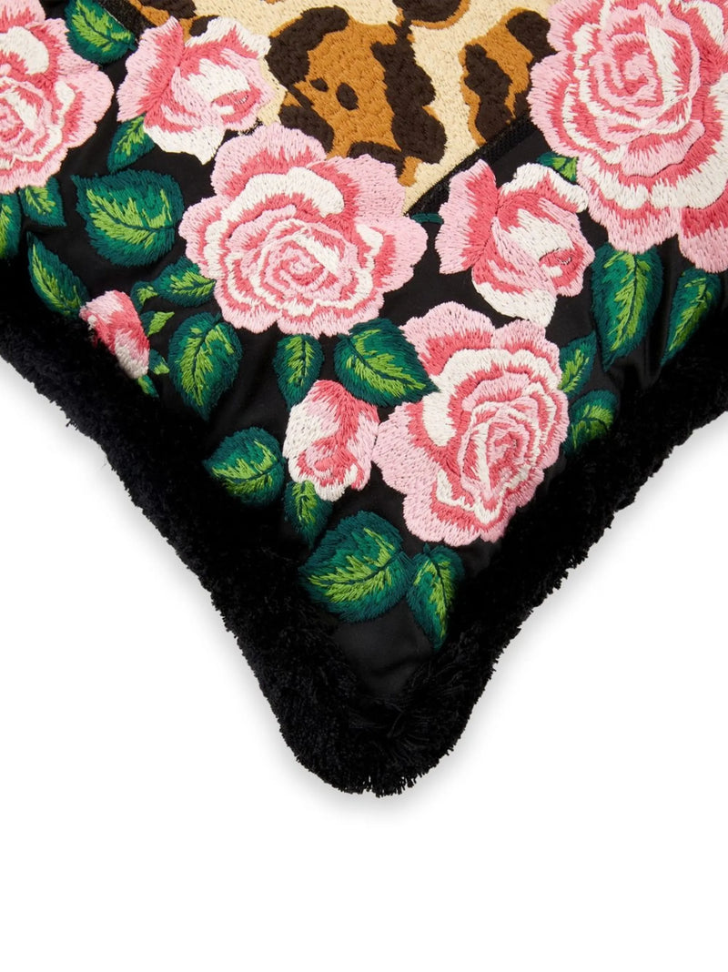 EMBROIDERED CUSHION ROSE ROSSE - LEOPARD, SIZE: 40 x 40