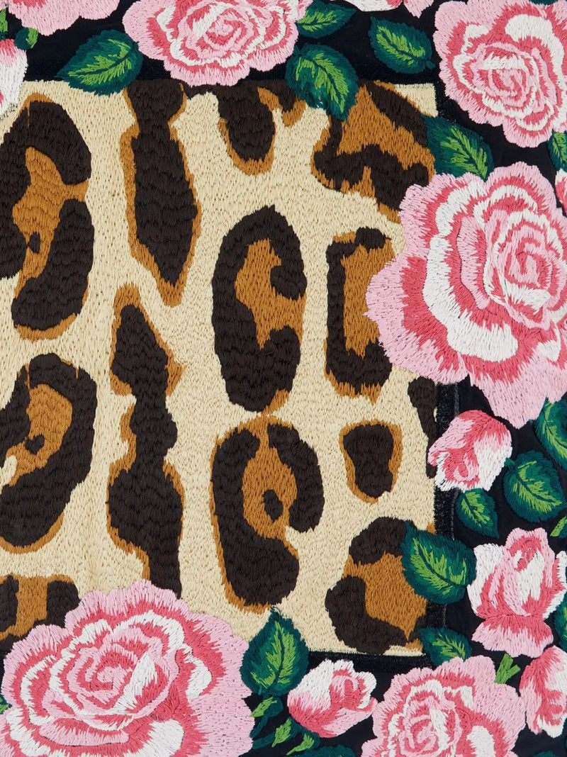 EMBROIDERED CUSHION ROSE ROSSE - LEOPARD, SIZE: 40 x 40