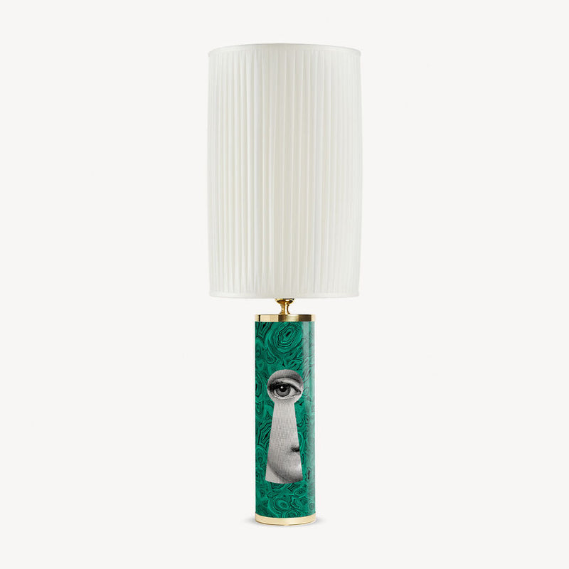 Cylindrical Lamp Base Serratura su Malachite verde