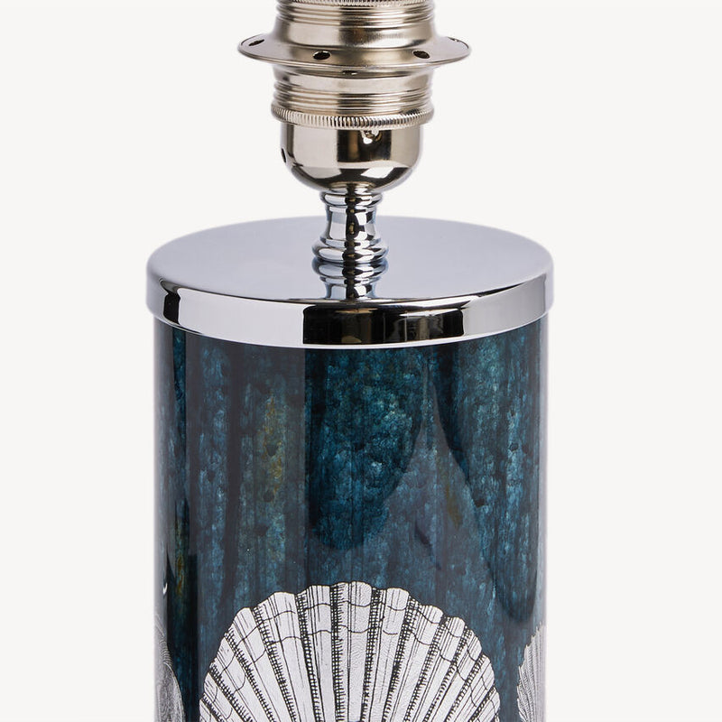 Small lamp base Giro di conchiglie silver/ dripped blue