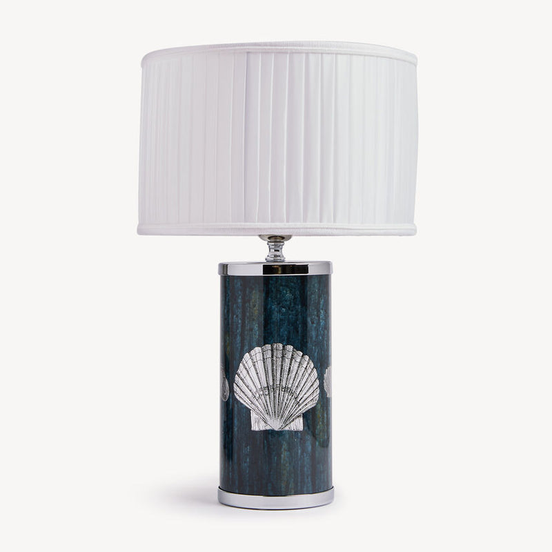 Small lamp base Giro di conchiglie silver/ dripped blue