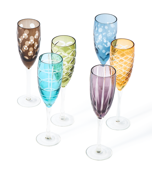 Cuttings Champagne Glasses Multi-colour