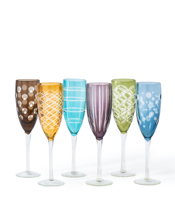 Cuttings Champagne Glasses Multi-colour