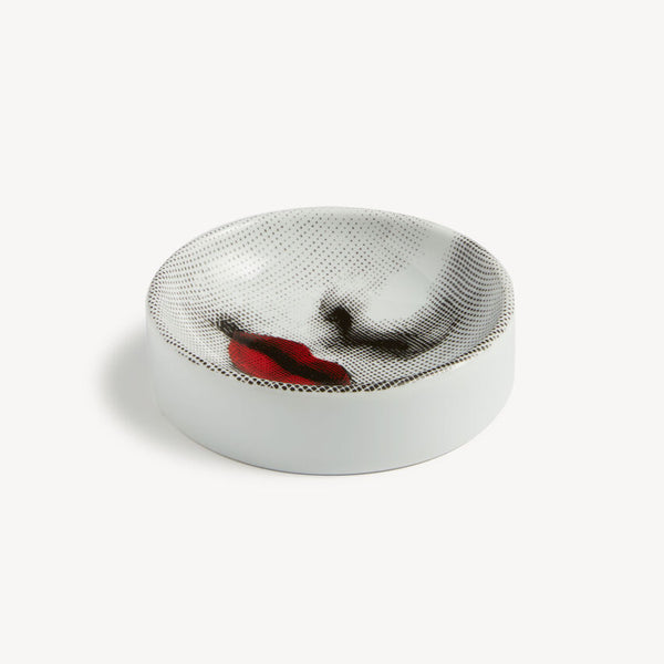 Round ashtray Tema e Variazioni n.397 red/black/white