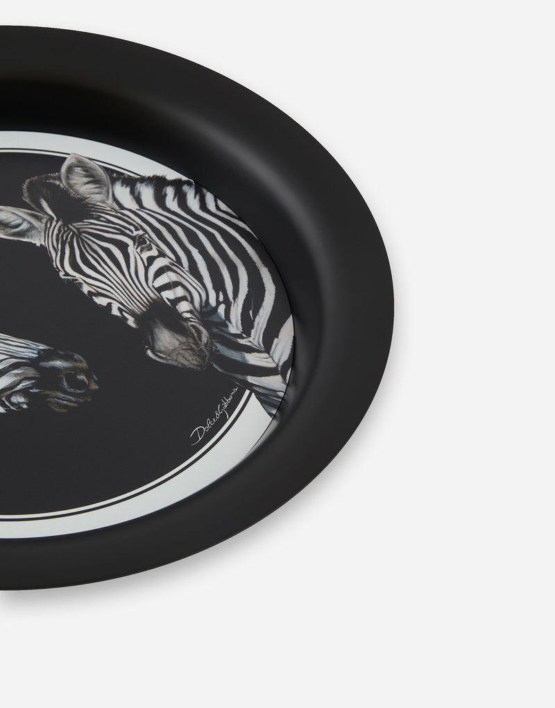 Zebra Round Metal Tray