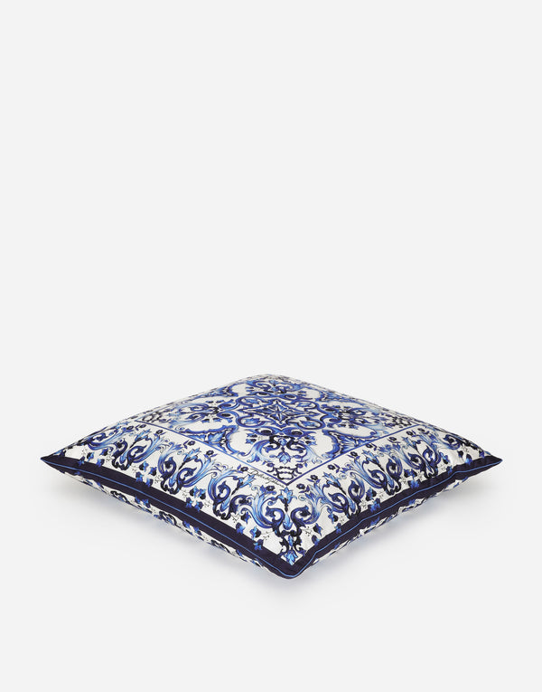 Large Silk Twill Mediterranean Blue Cushion