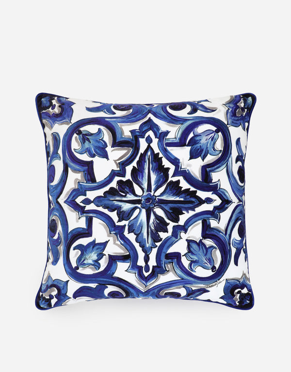 Large Velvet Mediterranean Blue Cushion