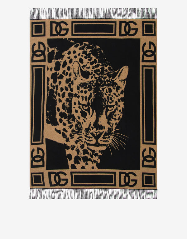 Cashmere Jacquard Leopard Blanket