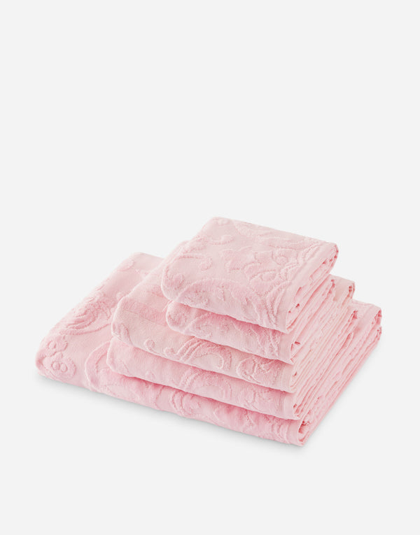 Crosswise Jacquard Pink 5 Piece Towel Set