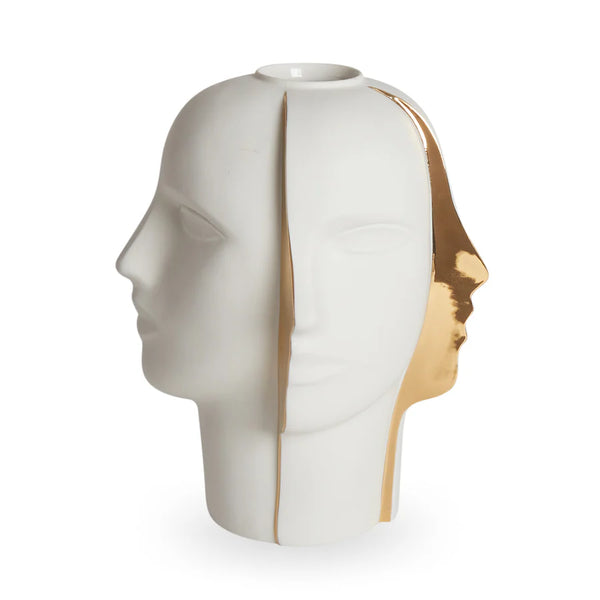 ATLAS SPLIT VASE WHITE/GOLD