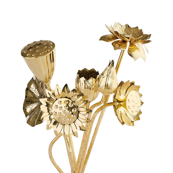 BRASS FLOWER BOUQUET - SET OF 7