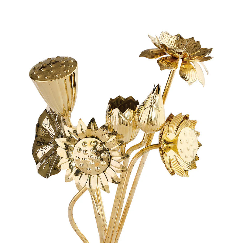 BRASS FLOWER BOUQUET - SET OF 7