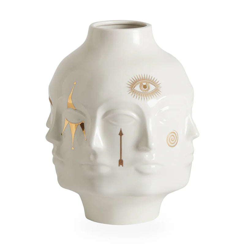 GILDED LARGE DORA MAAR VASE WHITE/GOLD