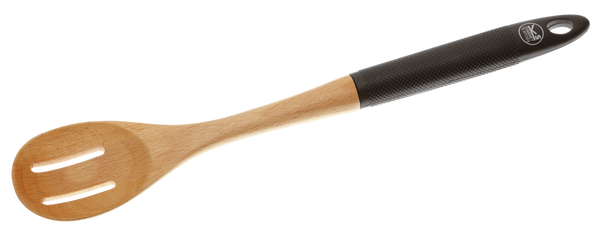 Perforated Basting Spoon Cm 35 Wood Black Silicone