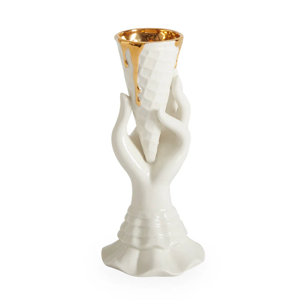 GILDED I-SCREAM VASE WHITE/GOLD