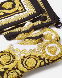 TABLE CLOTH SET CRETE DE FLEUR GOLD WHITE BLACK