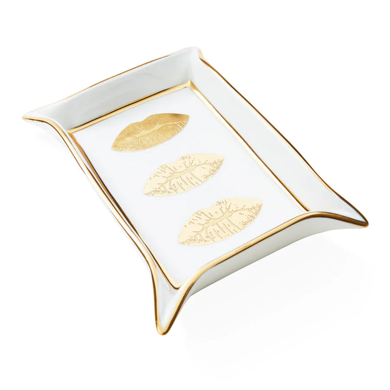 LIPS VALET TRAY - WHITE/GOLD