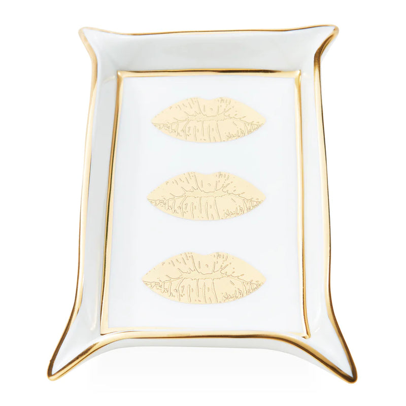 LIPS VALET TRAY - WHITE/GOLD