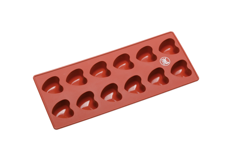 Ice Molds 12 Hearts Silicone Red