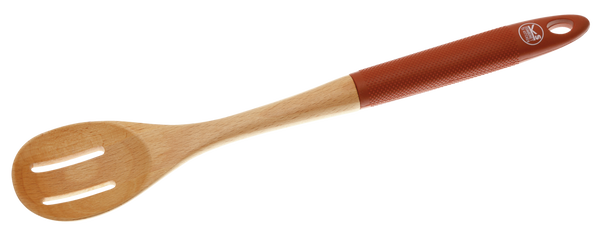 Perforated Basting Spoon 35cm Wood Red Silicone