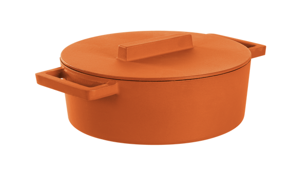 Oval Casserole Pot 30X25cm with Lid Terra Cotto Cast Iron Curry