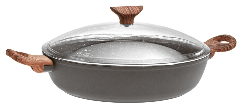 Saute Pan 2 Handles 28cm with Lid Rock & Rose Black Aluminum