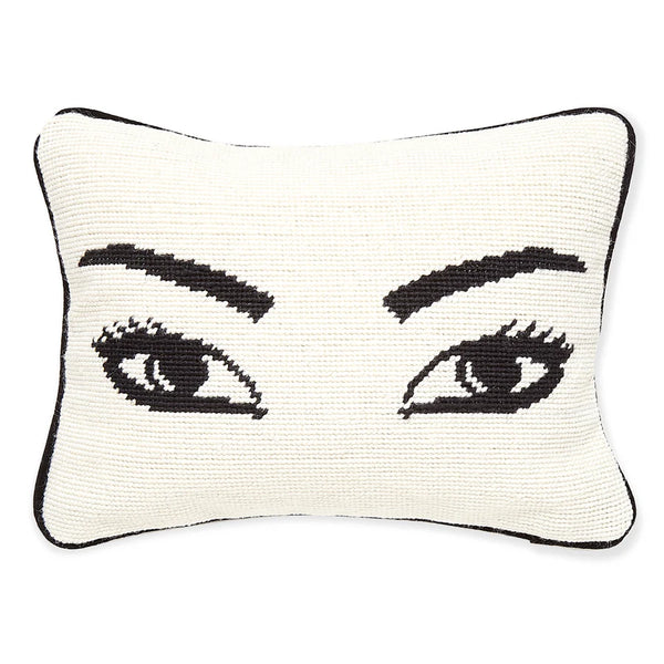 US EYES NEEDLEPOINT THROW PILLOW