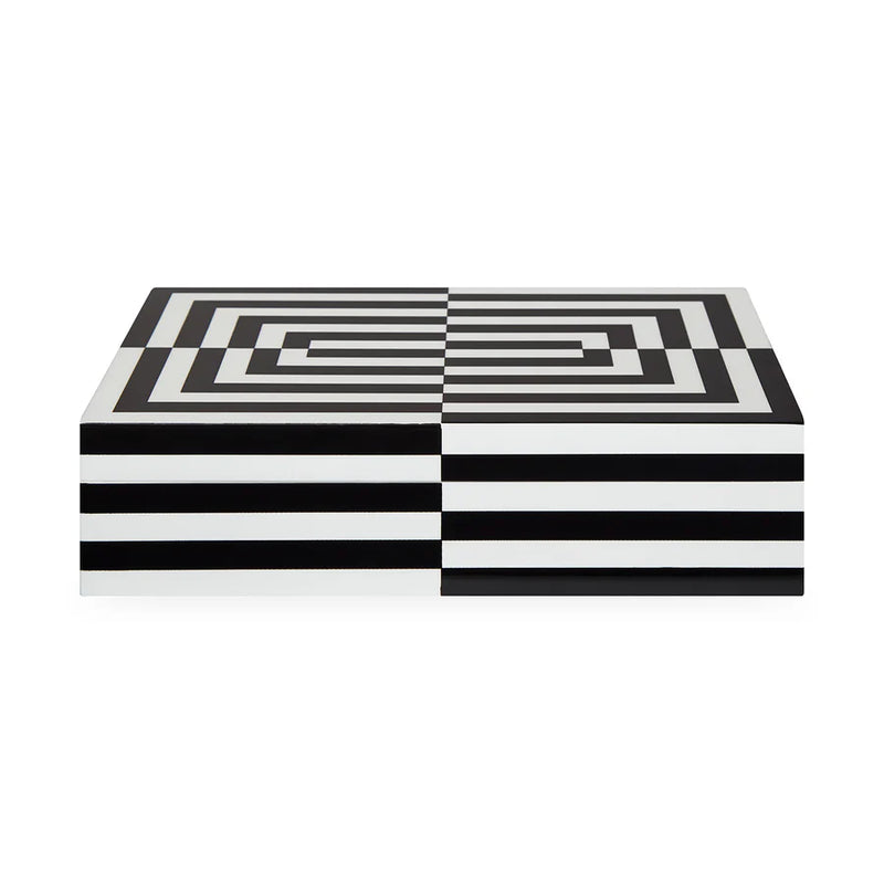 LARGE OP ART LACQUER BOX BLACK/WHITE