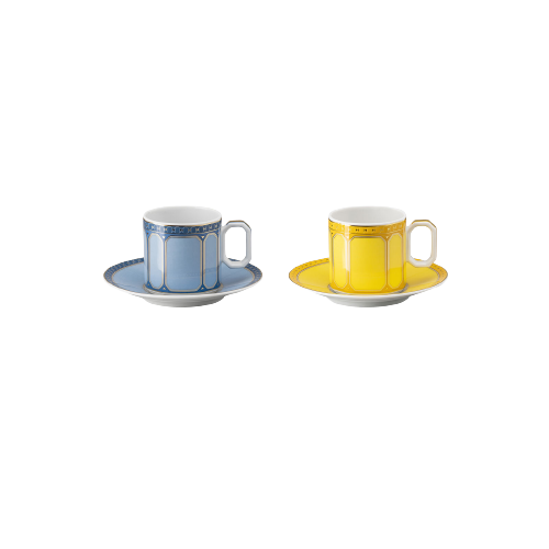 Signum Azure + Jonquil Set of 2 Espresso Cup/Saucer 4 low