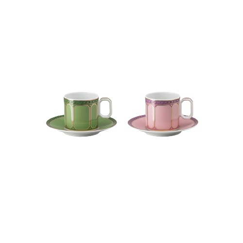 Signum Fern + Rose Set of 2  Espresso Cup/Saucer