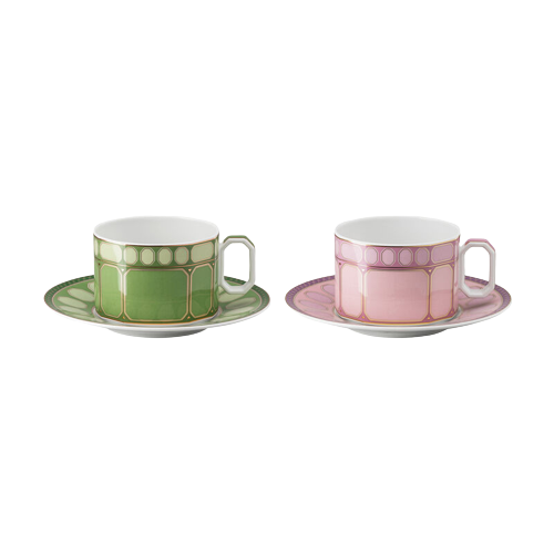 Signum Fern + Rose Set of 2 Cup/Saucer 4 low