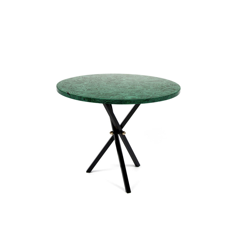 Table top Ø60 Malachite Green - black tripod base