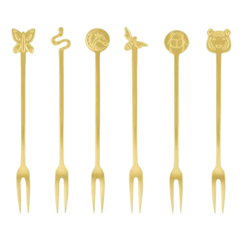 Set 6 Party Forks Fashion Living Antique Pvd Gold