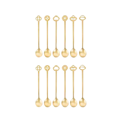 Set 12 Party Spoons Oriental Living Antique Pvd Gold