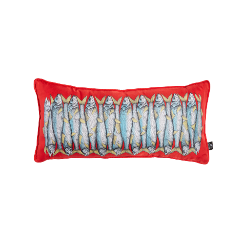 Silk cushion Sardine red