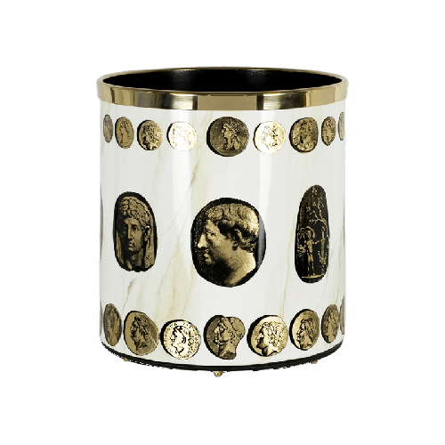 Paper basket Cammei Gold/Marble Ivory