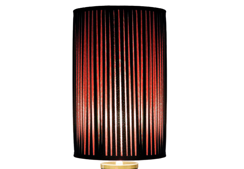 Cylindrical pleated lampshade black/red