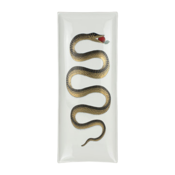 Tray rettangolare Serpente black/gold/colour on white