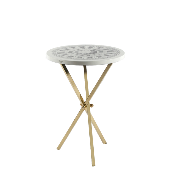 Table top Ø36 Cortile black/white - brass tripod base